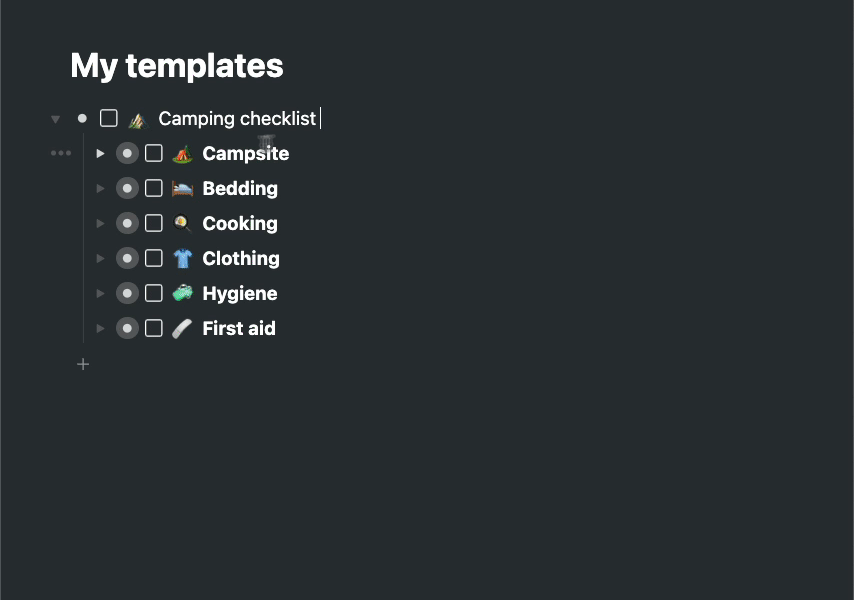 Templates Workflowy support